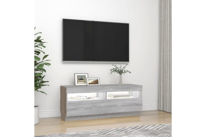 beBasic TV-benk med LED-lys grå sonoma 100x35x40 cm - GrÃ¥ - TV benk & mediabenk