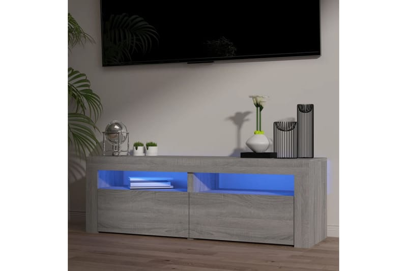 beBasic TV-benk med LED-lys grå sonoma 120x35x40 cm - GrÃ¥ - TV benk & mediabenk
