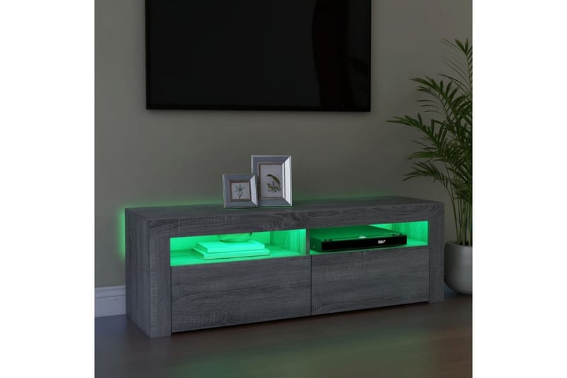 beBasic TV-benk med LED-lys grå sonoma 120x35x40 cm - GrÃ¥ - TV benk & mediabenk