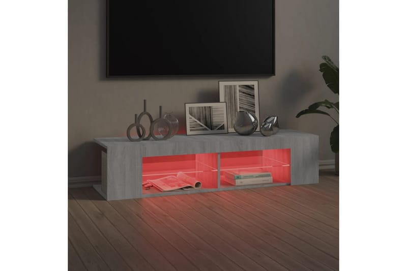 beBasic TV-benk med LED-lys grå sonoma 135x39x30 cm - GrÃ¥ - TV benk & mediabenk
