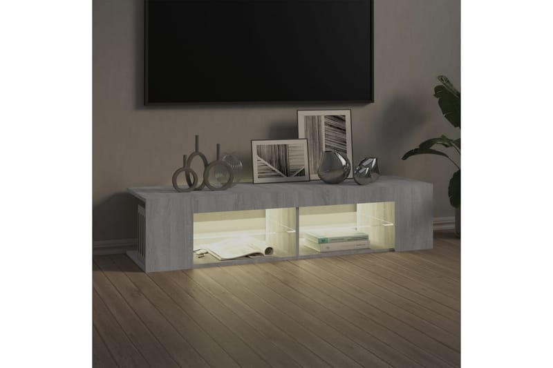 beBasic TV-benk med LED-lys grå sonoma 135x39x30 cm - GrÃ¥ - TV benk & mediabenk