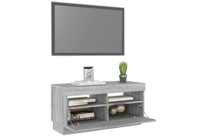 beBasic TV-benk med LED-lys grå sonoma 80x35x40 cm - GrÃ¥ - TV benk & mediabenk
