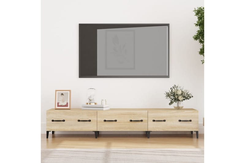 beBasic TV-benk sonoma eik 150x34,5x30 cm konstruert tre - Brun - TV benk & mediabenk
