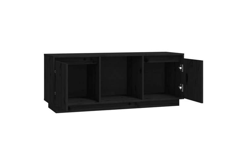 beBasic TV-benk svart 110,5x35x44 cm heltre furu - Svart - TV benk & mediabenk