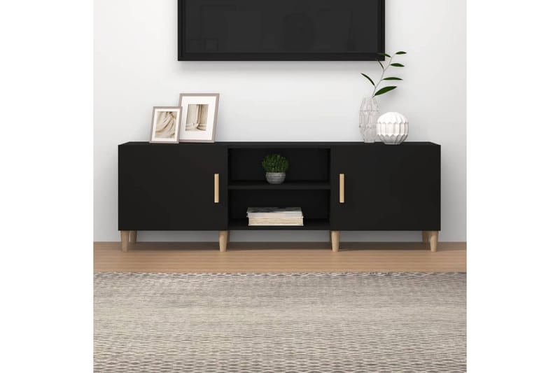 beBasic TV-benk svart 150x30x50 cm konstruert tre - Svart - TV benk & mediabenk