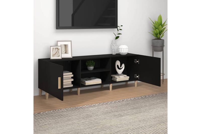 beBasic TV-benk svart 150x30x50 cm konstruert tre - Svart - TV benk & mediabenk