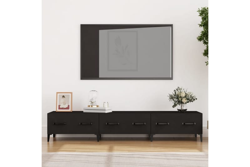 beBasic TV-benk svart 150x34,5x30 cm konstruert tre - Svart - TV benk & mediabenk