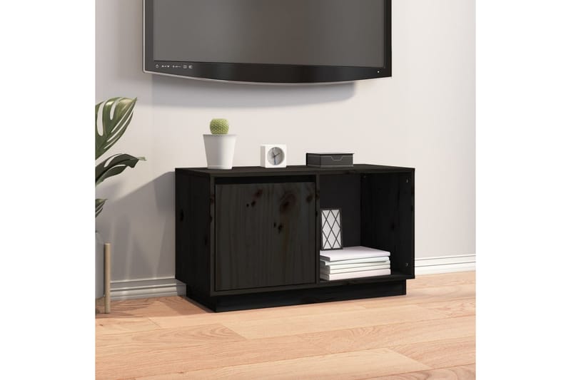beBasic TV-benk svart 74x35x44 cm heltre furu - Svart - TV benk & mediabenk