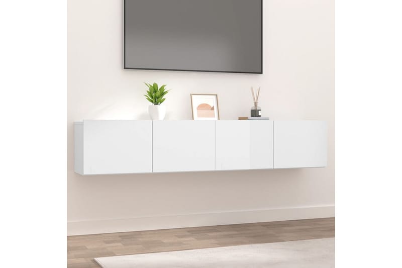 beBasic TV-benker 2 stk høyglans hvit 80x30x30 cm konstruert tre - Hvit - TV benk & mediabenk
