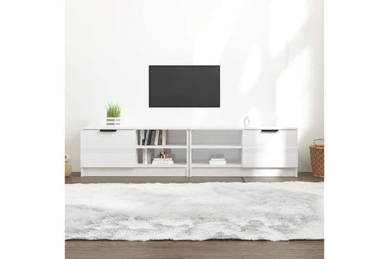 beBasic TV-benker 2 stk høyglans hvit 80x35x36,5 cm konstruert tre - Hvit - TV benk & mediabenk