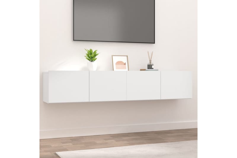 beBasic TV-benker 2 stk hvit 80x30x30 cm konstruert tre - Hvit - TV benk & mediabenk