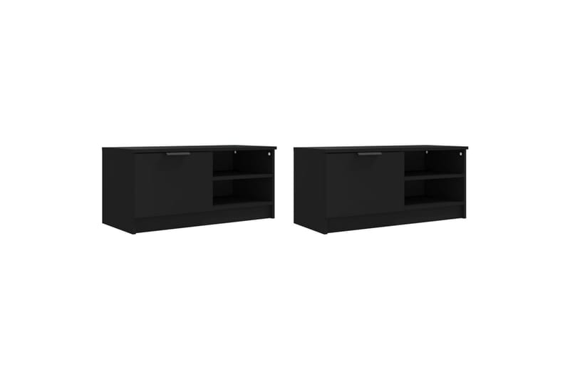beBasic TV-benker 2 stk svart 80x35x36,5 cm konstruert tre - Svart - TV benk & mediabenk