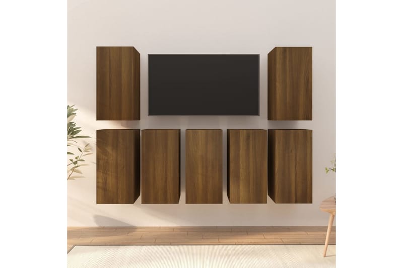 beBasic TV-benker 7 stk brun eik 30,5x30x60 cm konstruert tre - Brun - TV benk & mediabenk