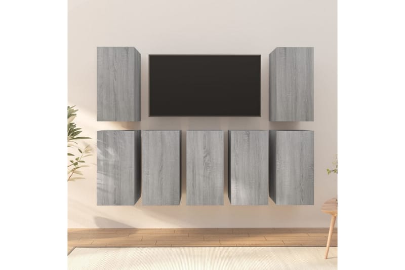 beBasic TV-benker 7 stk grå sonoma 30,5x30x60 cm konstruert tre - GrÃ¥ - TV benk & mediabenk