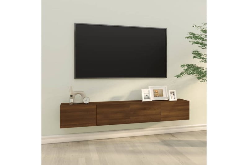 beBasic Vegghengte TV-benker 2 stk brun eik 100x30x30 cm konstruert tre - Brun - TV benk & mediabenk