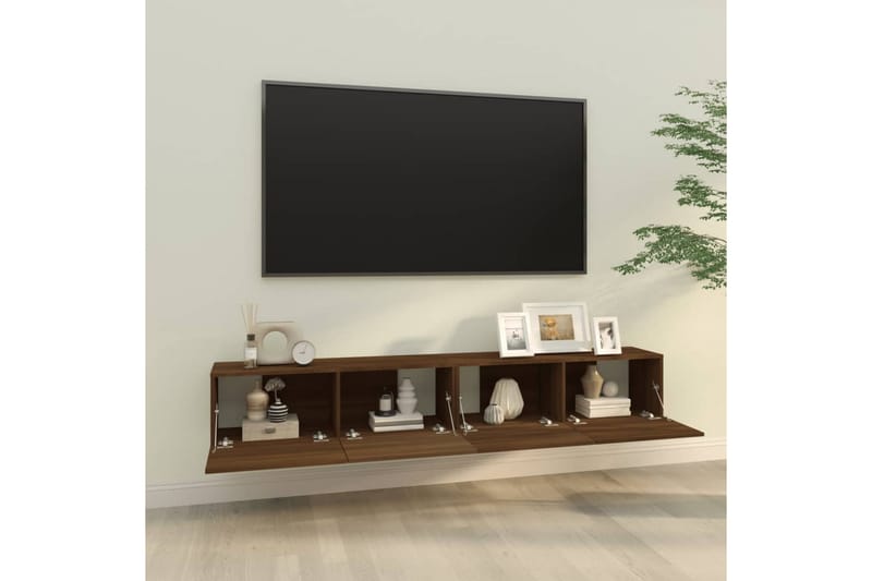 beBasic Vegghengte TV-benker 2 stk brun eik 100x30x30 cm konstruert tre - Brun - TV benk & mediabenk
