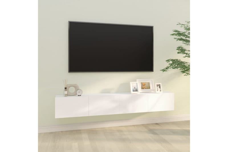 beBasic Vegghengte TV-benker 2 stk hvit 100x30x30 cm konstruert tre - Hvit - TV benk & mediabenk