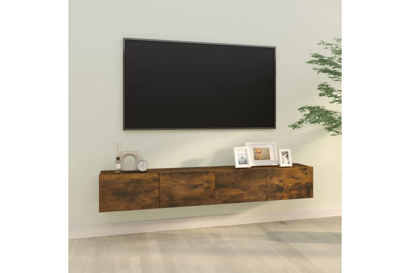 beBasic Vegghengte TV-benker 2 stk røkt eik 100x30x30 cm konstruert tre - Brun - TV benk & mediabenk