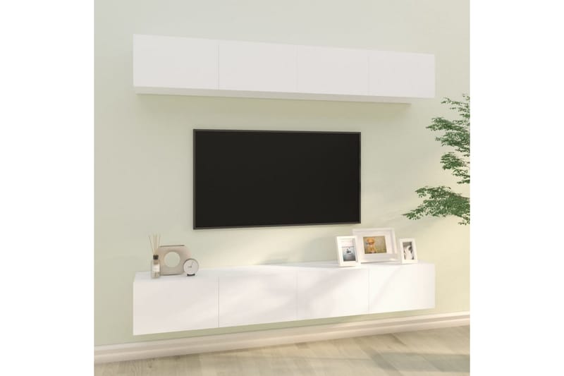 beBasic Vegghengte TV-benker 4 stk hvit 100x30x30 cm - Hvit - TV benk & mediabenk