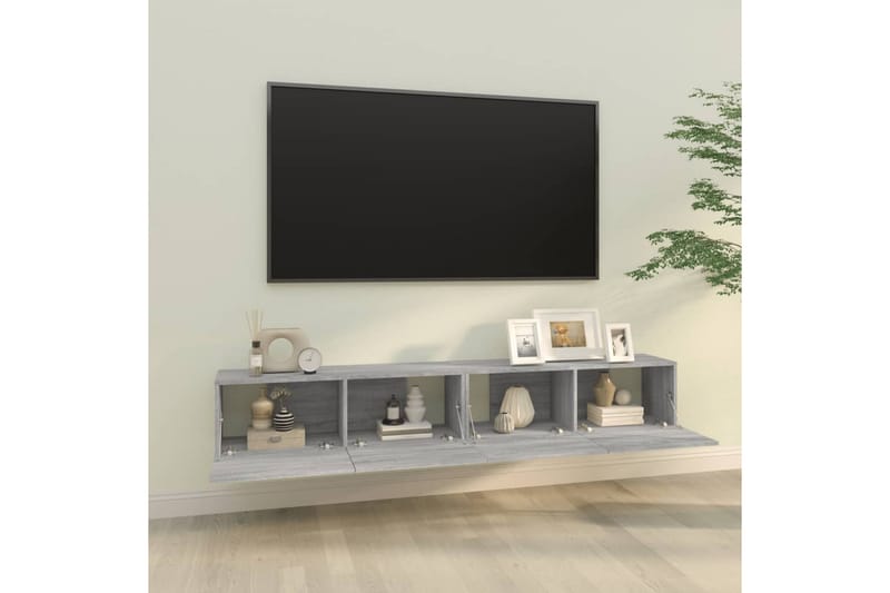 beBasic Vegghengte TV-benker grå sonoma 100x30x30 cm konstruert tre - GrÃ¥ - TV benk & mediabenk