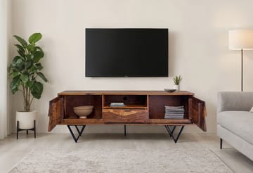 Belano TV-benk 160 cm industriell stil - Varm brun med svarte ben - Møbler - TV- & Mediamøbler - TV benk & mediabenk