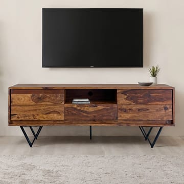 Belano TV-benk 160 cm industriell stil - Varm brun med svarte ben - Møbler - TV- & Mediamøbler - TV benk & mediabenk