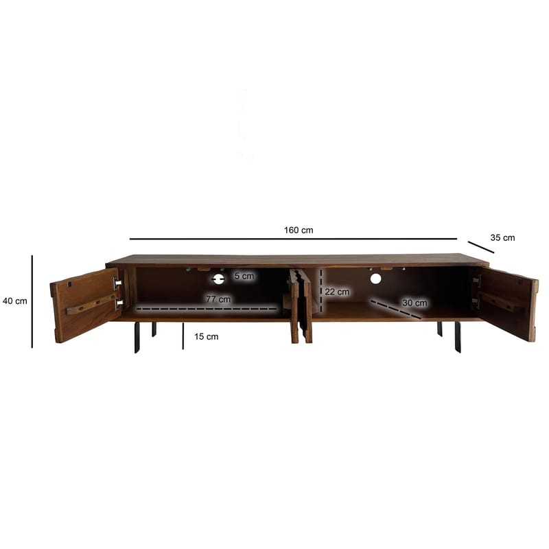 Belara TV-benk 160 cm 3D-mønster - Varm lysebrun med flerfargede fronter og svarte ben - Møbler - TV- & Mediamøbler - TV benk & mediabenk