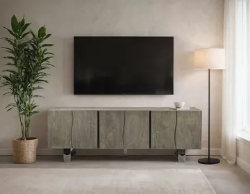 Belela TV-benk 160 cm - røykgrå og krom - Møbler - TV- & Mediamøbler - TV benk & mediabenk