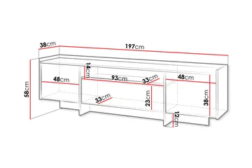 Bellia Tv-Skap 197x38 cm - Brun - Møbler - TV- & Mediamøbler - TV-skap