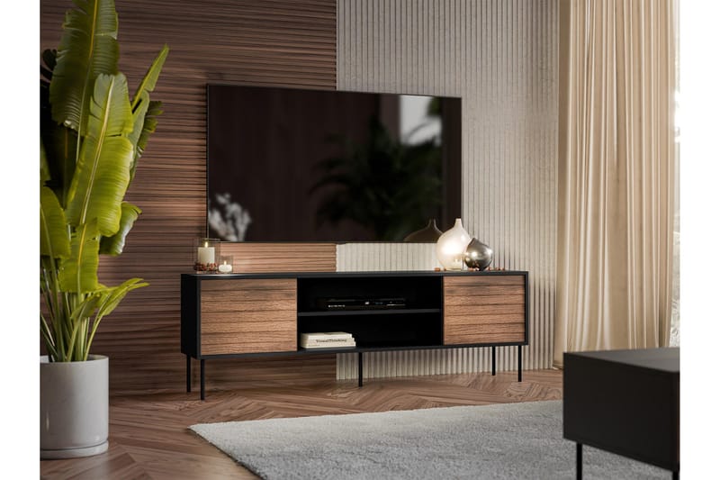 Belonger TV-benk 180 cm - Svart/Valnøtt - Møbler - TV- & Mediamøbler - TV benk & mediabenk