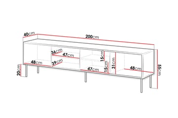 Belonger TV-benk 200 cm - Svart - Møbler - TV- & Mediamøbler - TV benk & mediabenk