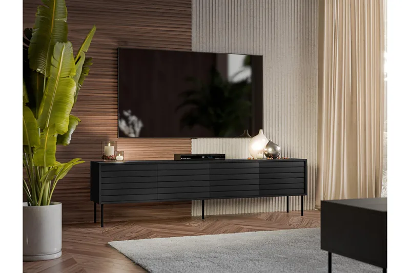 Belonger TV-benk 200 cm - Svart - Møbler - TV- & Mediamøbler - TV benk & mediabenk