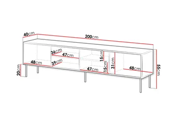 Belonger TV-benk 200 cm - Svart/Valnøtt - Møbler - TV- & Mediamøbler - TV benk & mediabenk