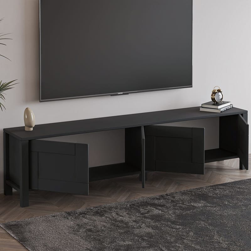 Belor TV-benk 160x45x35 cm - Antrasitt - Møbler - TV- & Mediamøbler - TV benk & mediabenk