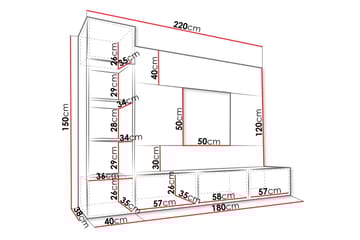 Bernice Tv-Skap 220x38 cm - Beige - Møbler - TV- & Mediamøbler - TV-møbelsett