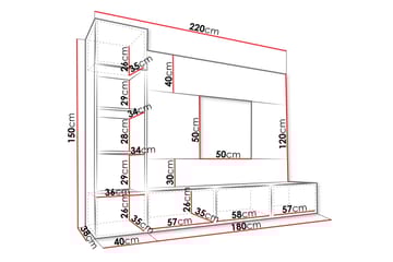 Bernice Tv-Skap 220x38 cm - Beige - Møbler - TV- & Mediamøbler - TV-skap