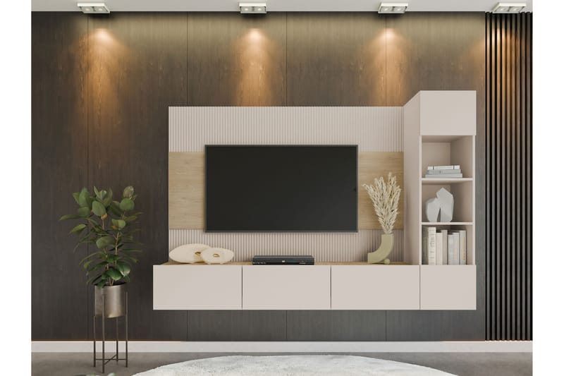 Bernice Tv-Skap 220x38 cm - Beige - Møbler - TV- & Mediamøbler - TV-skap