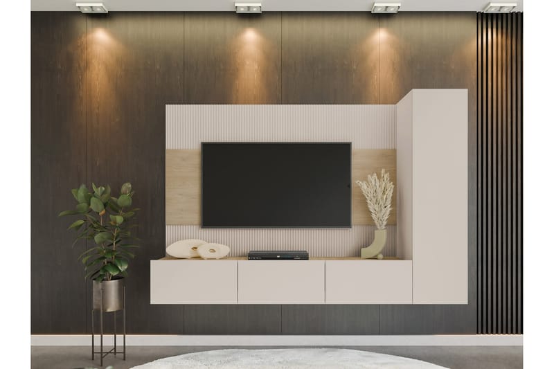 Bernice Tv-Skap 220x38 cm - Beige - Møbler - TV- & Mediamøbler - TV-skap