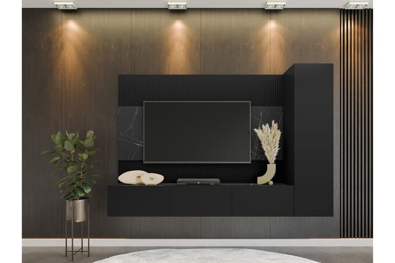 Bernice Tv-Skap 220x38 cm - Svart - Møbler - TV- & Mediamøbler - TV-skap