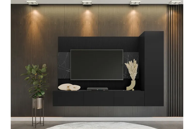 Bernice Tv-Skap 220x38 cm - Svart - Møbler - TV- & Mediamøbler - TV-møbelsett