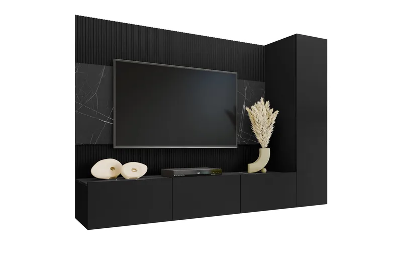 Bernice Tv-Skap 220x38 cm - Svart - Møbler - TV- & Mediamøbler - TV-møbelsett