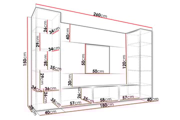 Bernice Tv-Skap 260x38 cm - Beige - Møbler - TV- & Mediamøbler - TV-møbelsett