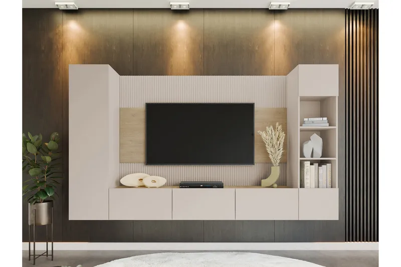 Bernice Tv-Skap 260x38 cm - Beige - Møbler - TV- & Mediamøbler - TV-møbelsett
