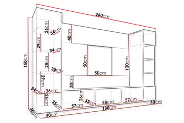 Bernice Tv-Skap 260x38 cm - Beige - Møbler - TV- & Mediamøbler - TV-skap