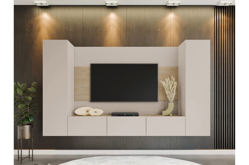 Bernice Tv-Skap 260x38 cm - Beige - Møbler - TV- & Mediamøbler - TV-skap