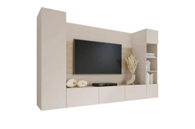Bernice Tv-Skap 260x38 cm - Beige - Møbler - TV- & Mediamøbler - TV-møbelsett