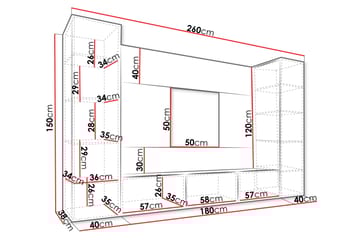 Bernice Tv-Skap 260x38 cm - Grønn - Møbler - TV- & Mediamøbler - TV-skap