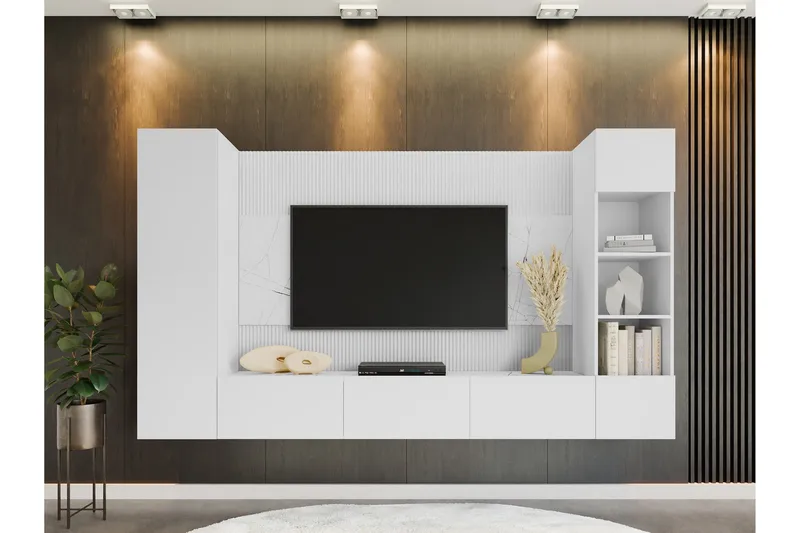 Bernice Tv-Skap 260x38 cm - Hvit - Møbler - TV- & Mediamøbler - TV-møbelsett