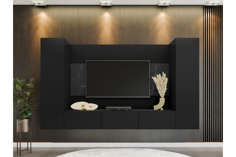 Bernice Tv-Skap 260x38 cm - Svart - Møbler - TV- & Mediamøbler - TV-skap