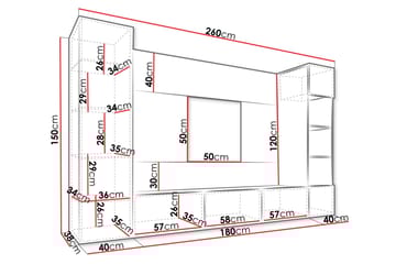 Bernice Tv-Skap 260x38 cm - Svart - Møbler - TV- & Mediamøbler - TV-møbelsett